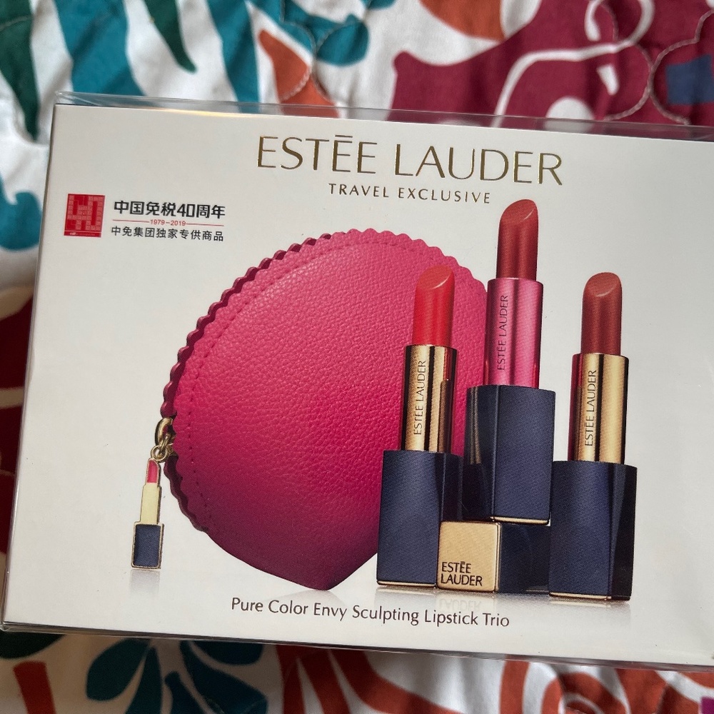 NEW Estee Lauder Pure Color Envy Sculpting Lipstick Trio w/ Pouch